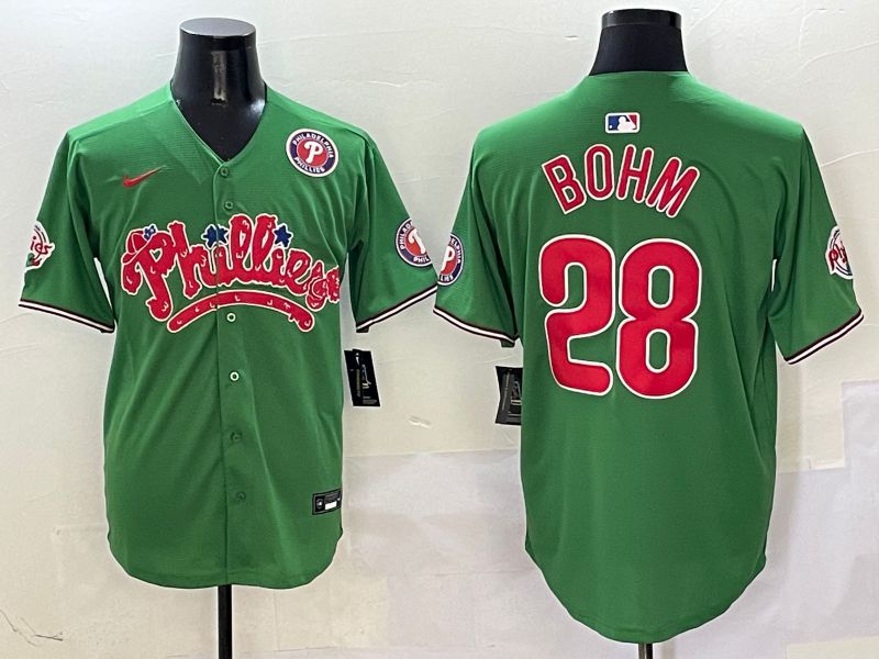 Men Philadelphia Phillies #28 Bohm Green Fourth generation Joint Name Nike 2025 MLB Jersey style 6->philadelphia phillies->MLB Jersey